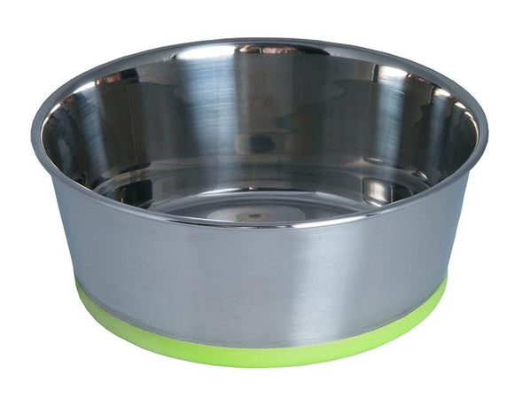 Rogz Stainless Steel Large 1700ml Slurp Dog Bowl, Lime Base