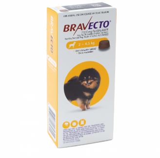Bravecto Chewable tick and flea tablet - 2 - 4,5 Kg