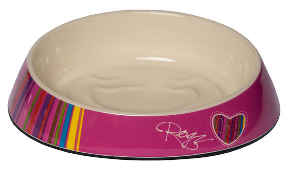 Rogz Catz Bowlz 200ml Fishcake Cat Bowl, Pink CandyStripes Design