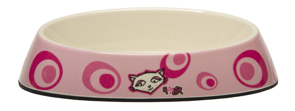 Rogz Catz Bowlz 200ml Fishcake Cat Bowl, Pink Floral Design
