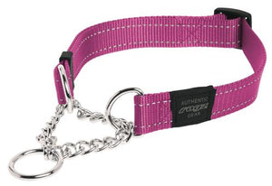 Rogz Utility Extra Large 25mm Lumberjack Obedience Half-Check Dog Collar, Pink Reflective