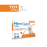 NexGard Chewable Tick and Flea Tablets for Dogs 2kg - 4kg (Orange) - Pack of Three