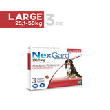 NexGard Chewable Tick and Flea Tablets for Dogs 25.1kg - 50kg (Red) - Pack of Three