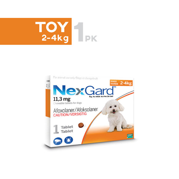 NexGard Chewable Tick and Flea Tablets for Dogs 2kg - 4kg (Orange) - Single Pack