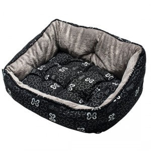 Rogz - Lapz Trendy Podz Lap Dog Beds - Black Bones - Small