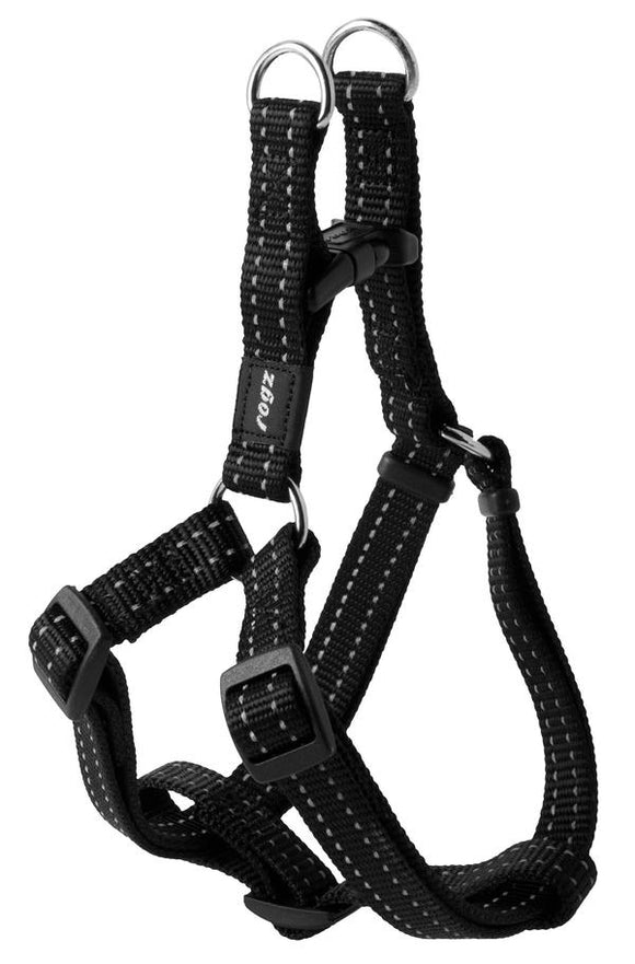 Rogz Utility Medium 16mm Snake Step-in Dog Harness, Black Reflective