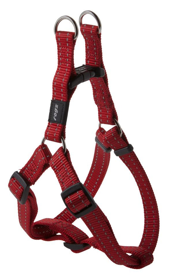 Rogz Utility Medium 16mm Snake Step-in Dog Harness, Red Reflective
