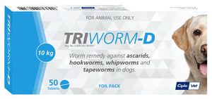 Triworm-D Foil Pack Dewormer for Dogs - Pack of 50