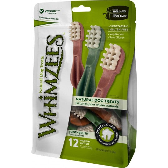 Whimzees Dog Toothbrush Dental Treats - Medium - 12 pack