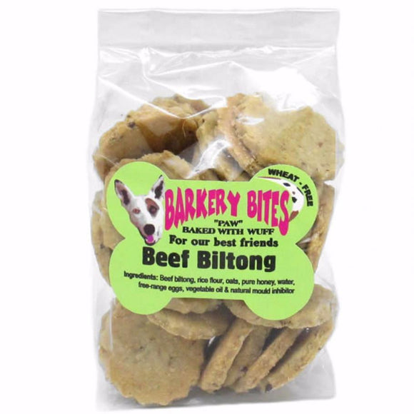 Barkery Bites - Beef Biltong Dog Biscuits (Wheat Free) 500g
