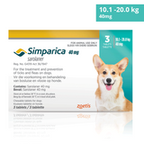 Simparica Chewable Tick and Flea Tablets for Dogs 10 - 20kg (Turquoise - 40mg)