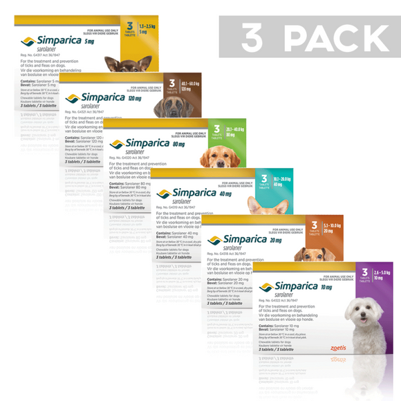 Simparica Chewable Tick and Flea Tablets for Dogs 20 - 40kg (Green - 80mg)