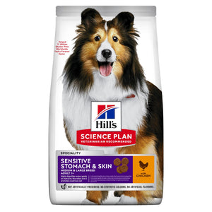 HILL'S SCIENCE PLAN Adult Sensitive Stomach & Skin Medium and Large Dry Dog Food Chicken Flavour