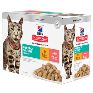HILL'S SCIENCE PLAN Adult Perfect Weight Wet Cat Food Multipack Chicken & Salmon Flavour
